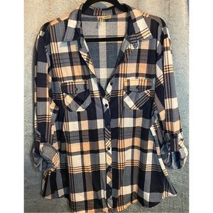 Navy Plaid Button Up Shirt size 3x
